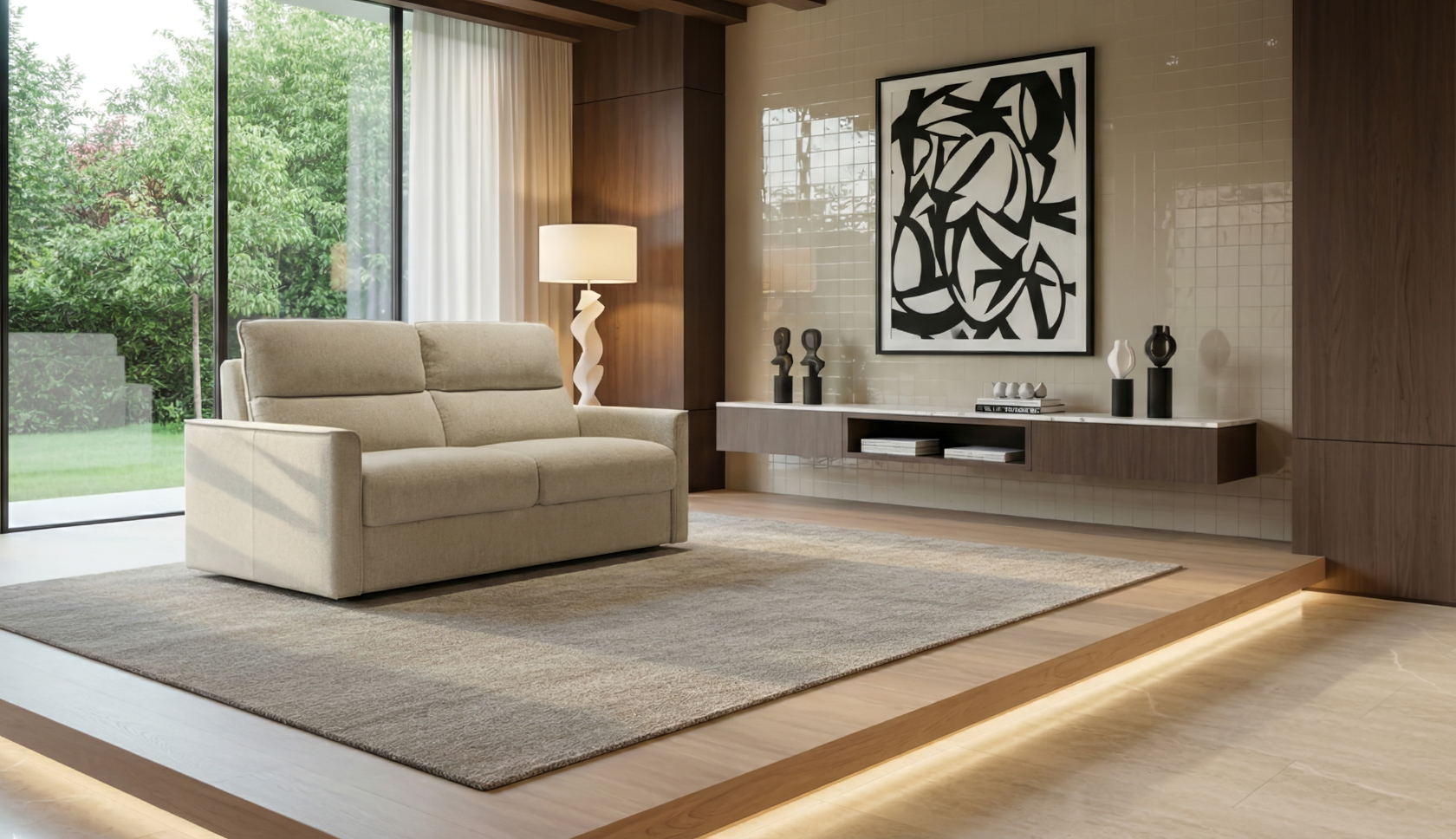 Canapé convertible MOLLY couchage 140 tissu — miniature 2