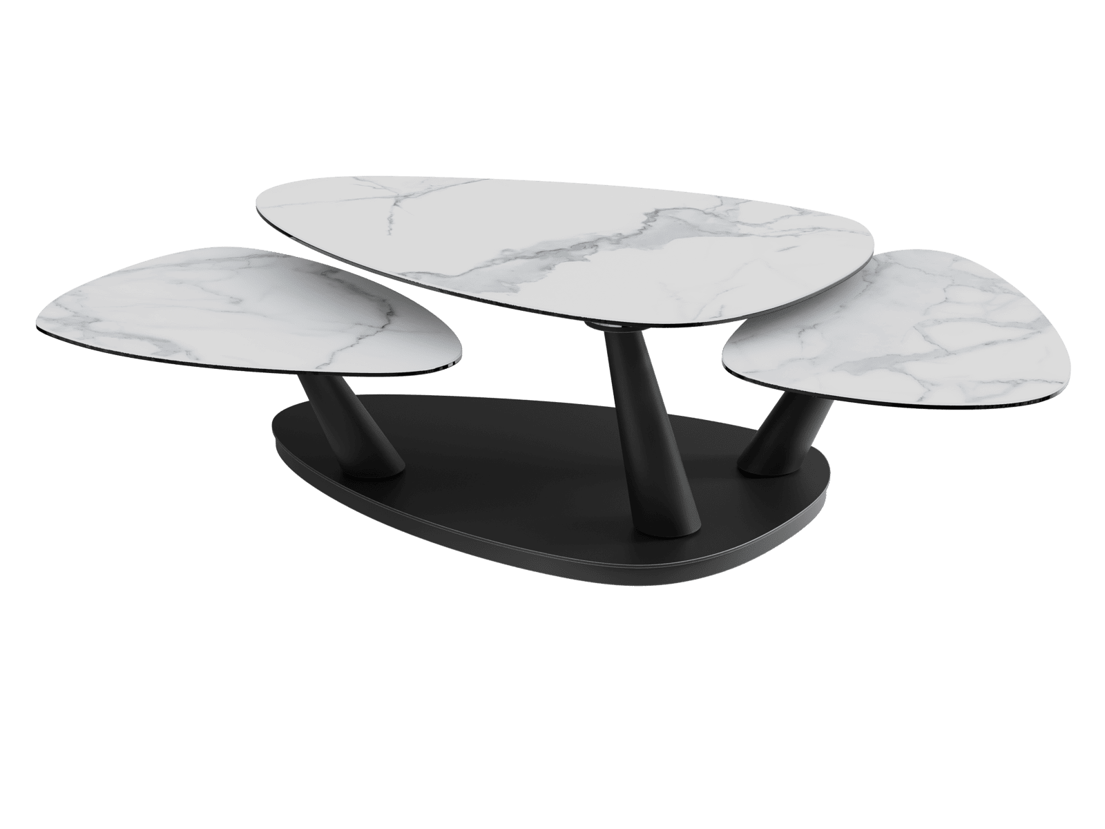 Table basse CAMELIAS avec roulettes Céramique Marbre Mat — miniature 3