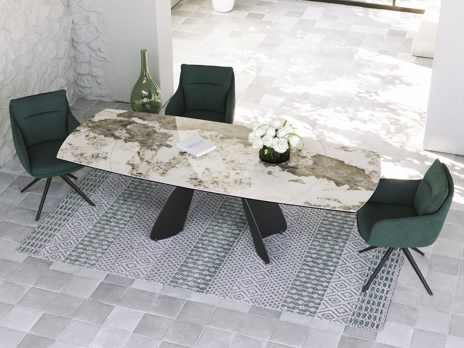 Table de repas MODENA extensible 160/240 Céramique Marbre Calcatta — miniature 2