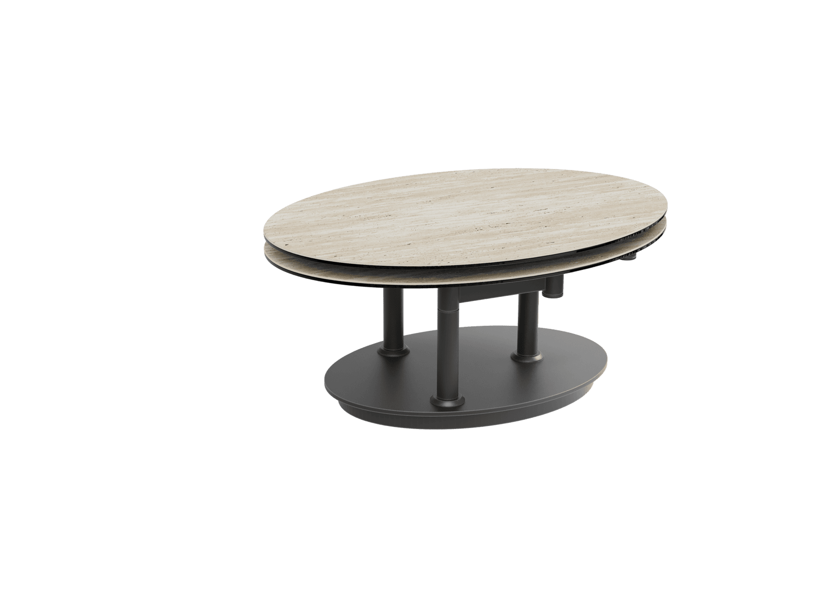 Table basse ALBA avec roulettes Céramique Travertin — miniature 3