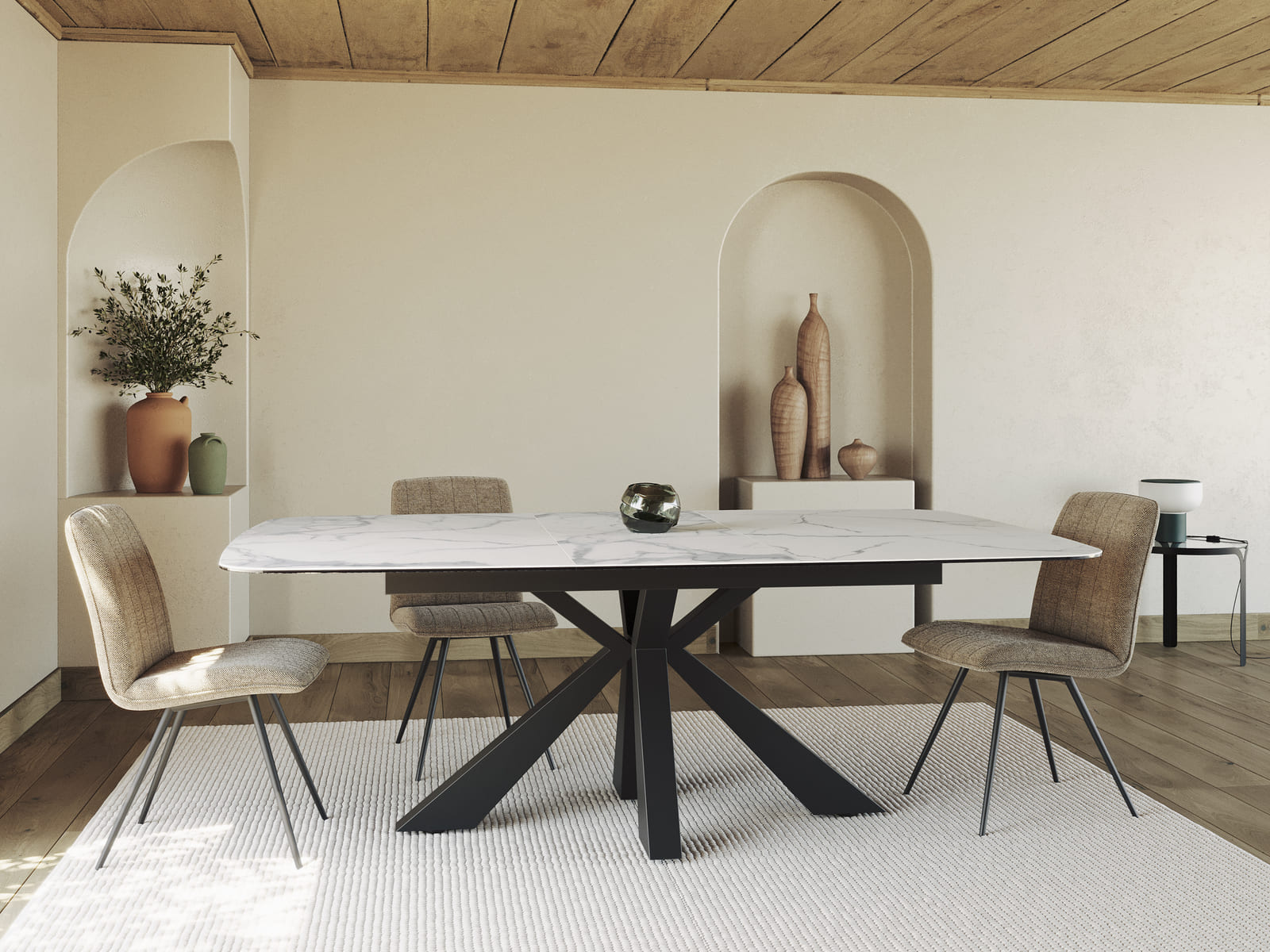 Table de repas RIO extensible 160/210 Céramique Marbre Mat