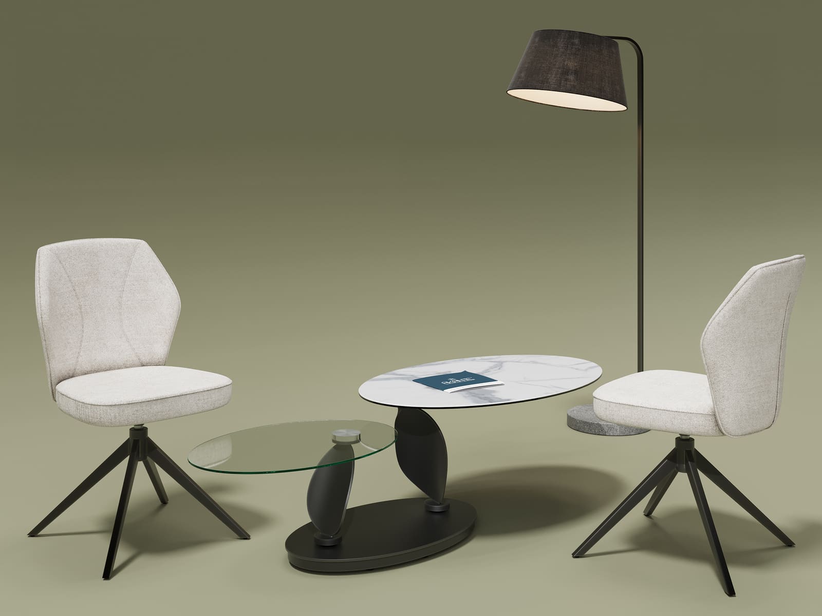 Lot de 2 chaises pivotantes VIENNA TWILL