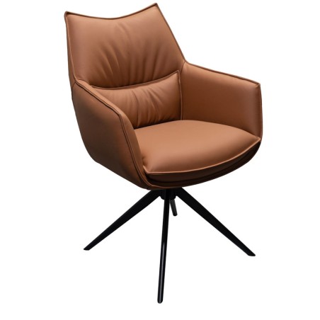 Lot de 2 chaises cuir pivotantes TINA Fauve — miniature 2