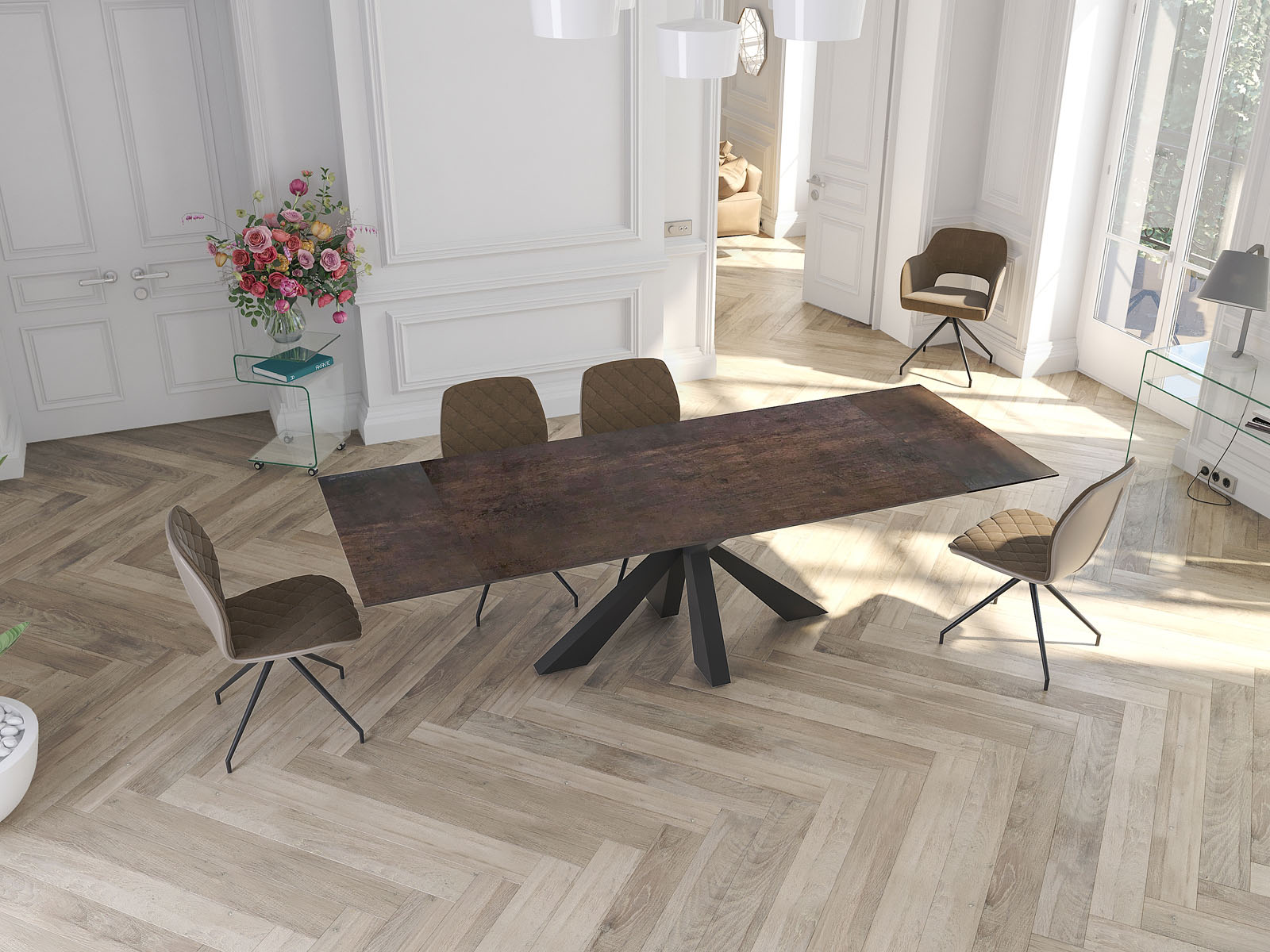 Table de repas OTTAWA extensible 190/270 Céramique Acier — miniature 2