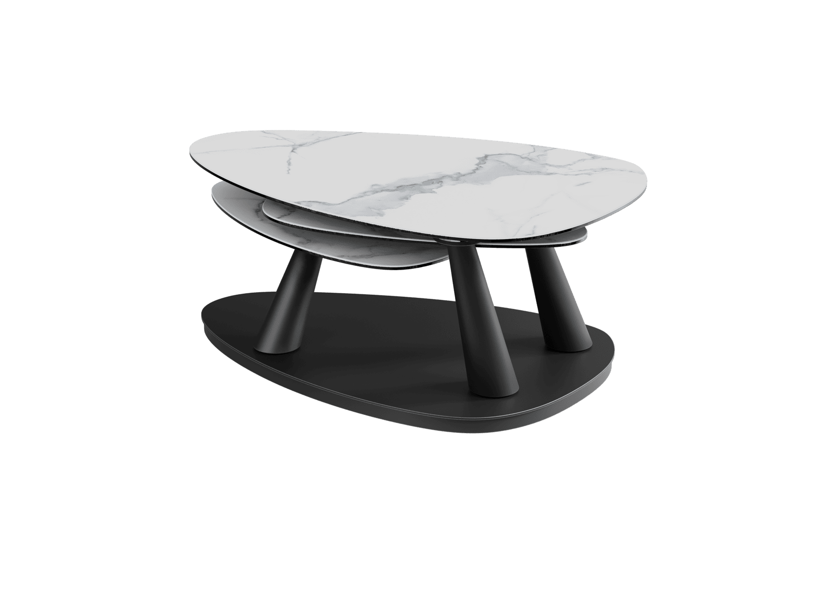 Table basse CAMELIAS avec roulettes Céramique Marbre Mat — miniature 4