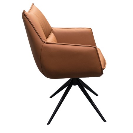 Lot de 2 chaises cuir pivotantes TINA Fauve — miniature 3