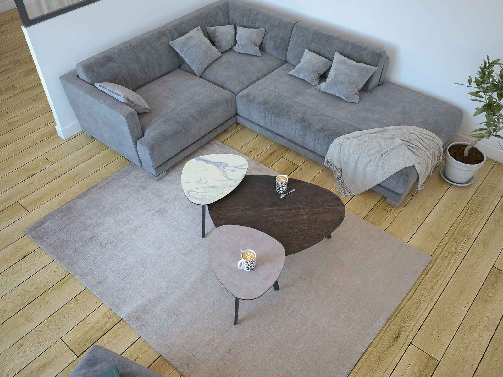 Table basse GALET Céramique Acier — miniature 2