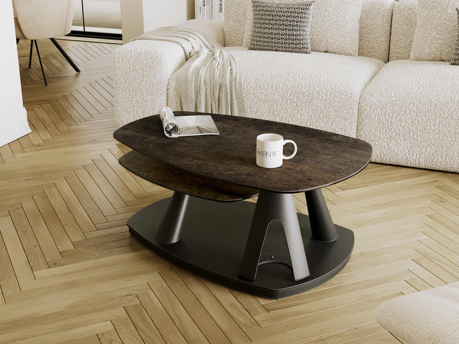 Table basse OPUS extensible Céramique Acier — miniature 2