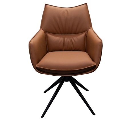 Lot de 2 chaises cuir pivotantes TINA Fauve
