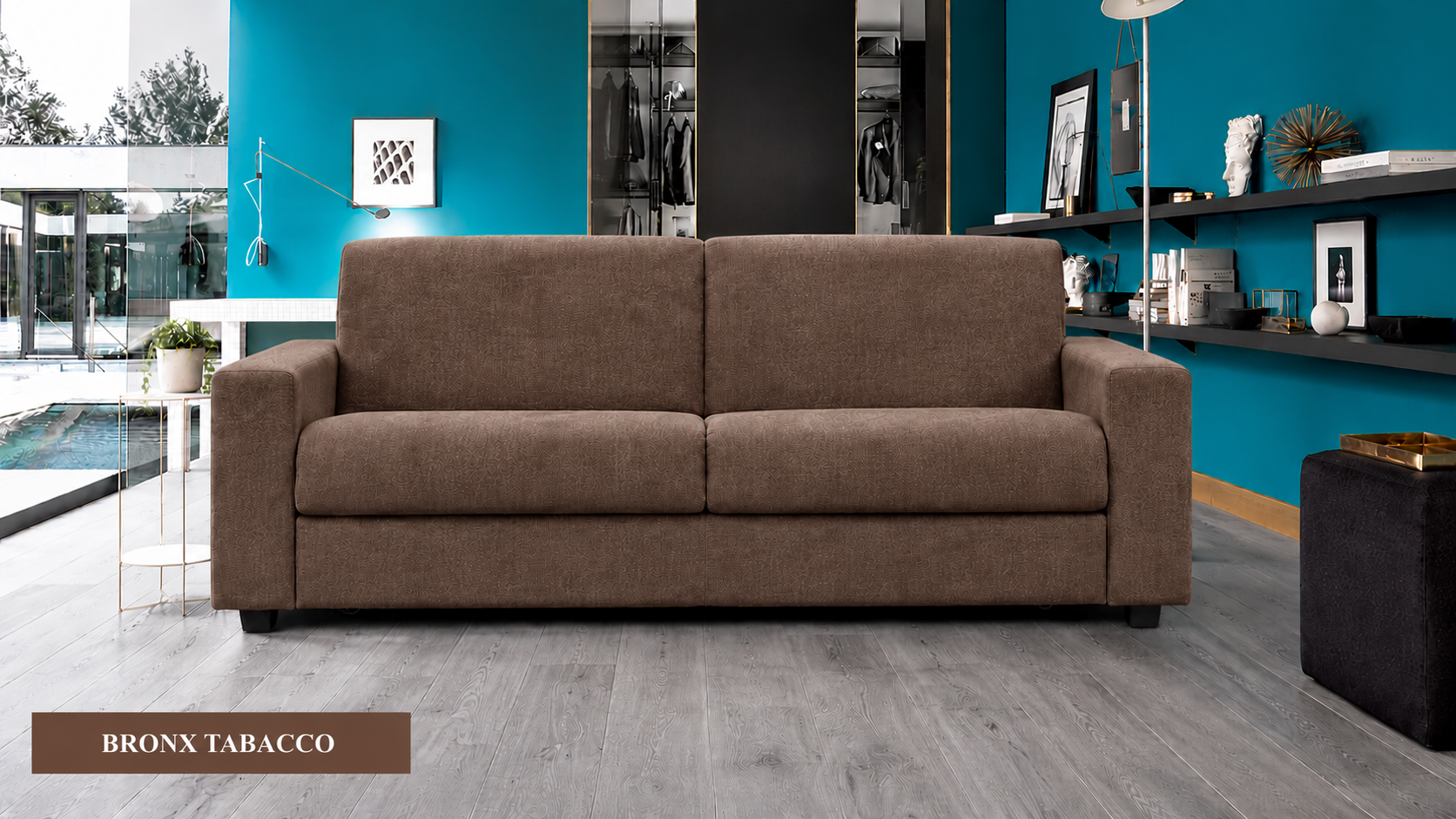 Canapé convertible COCO couchage 140 tissu — BRONX TOBACCO — miniature 5