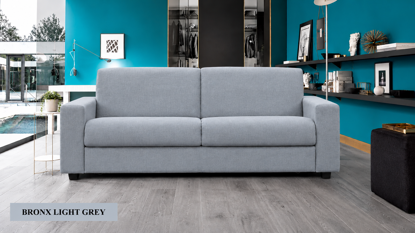 Canapé convertible COCO couchage 140 tissu — BRONX GRIS CLAIR — miniature 3