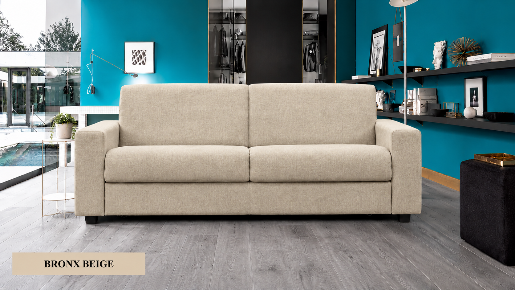 Canapé convertible COCO couchage 140 tissu — BRONX BEIGE — miniature 4
